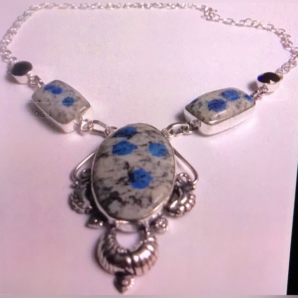 K2 Jasper Blue Topaz 925 Sterling Silver Necklace